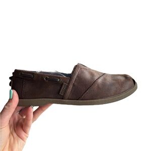 BOBS by Skechers Brown Faux Leather Memory Foam Slip-On Shoes | Size 7.5